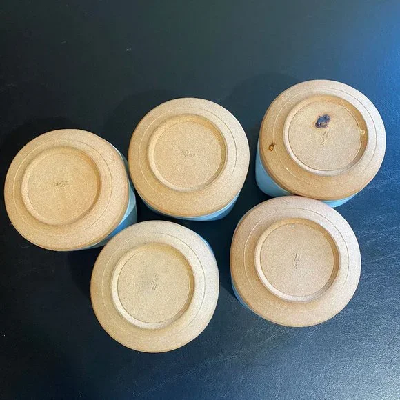 Five Teacups, Japanese Hand Thrown, Ice Blue - Picture 5 of 8